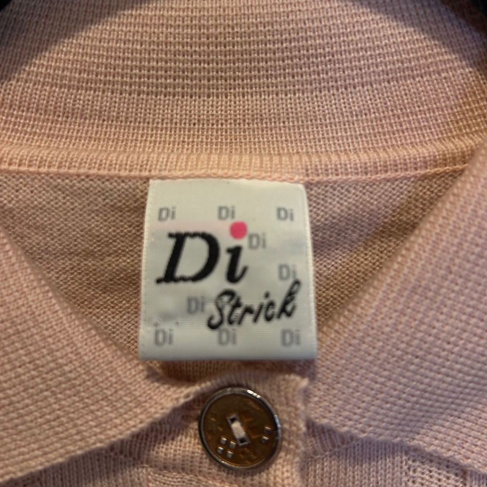 Di Strick Womens Polo Sweater Pure New Wool Textured Knit Pink Size GB 16 - Picture 2 of 9
